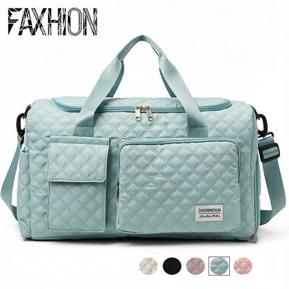 FAXHION Travel Gym Bag, Diamond Pattern, Portable Large Capacity, Sturdy And Durable, Can Be Carried by Hand Or Worn on The Shoulder, Easy And Stylish