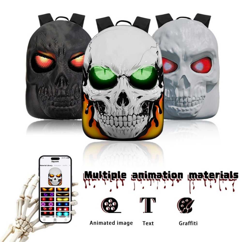 Laptop Backpack – Large Capacity, Led Skull Programmable App Controlled | Bag Vero – detail view 13