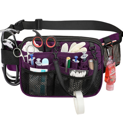 Nurse Belt Bag with Tape Holder, Multi Compartment Medical Gear Pocket Nursing Organizer Belt Bag, Apron Hip Bag Utility Waist Pack for Stethoscopes Bandage Scissors Medical Supplies