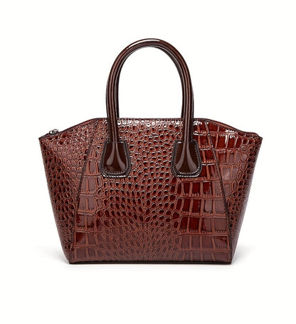 6pcs Set PU Minimalist Crocodile Embossed Women's Bag Set, High Cost Performance, Includes: Backpack, Tote Bag, Shoulder Bag, Clutch, Keybag, Wallet