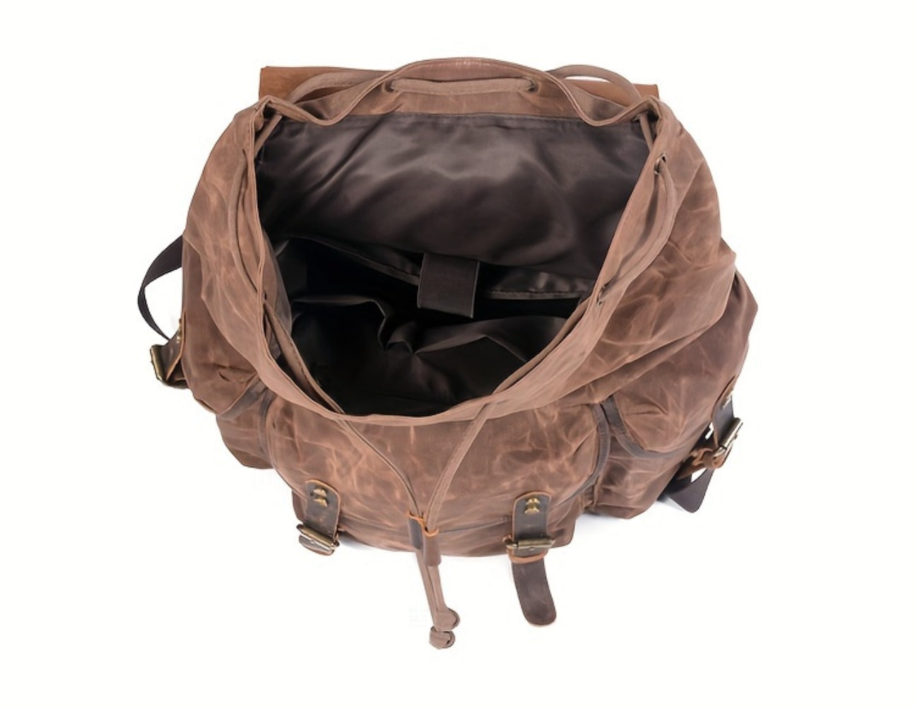 Vintage Men'S Leather Backpack, Waxed Canvas Shoulder Bag for Travel, Casual Laptop Bag, Suitable for Both And .