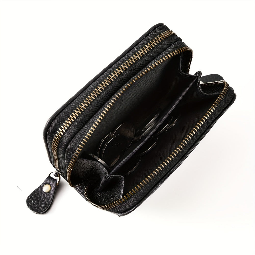 1pc Small Genuine Leather Wallet, Anti Theft Brush Protection Top Layer Cowhide Credit Card Holder, Coin Pouch Bags Gift