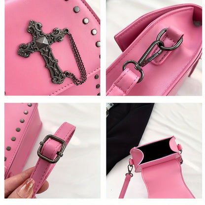 Mini Punk Crossbody Bag in The Shape of a Coffin with a Gothic Design