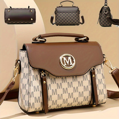 New Fashionable Elegant Women's Shoulder Bag with 'M' Design, Zipper Closure, Detachable Adjustable Strap, Suitable for Daily Travel And Shopping Randomly Cut Letters