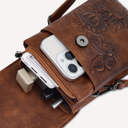Small Crossbody Bag for Women, Cell Phone Purse Womens Shoulder Handbags Wallet Purse with Credit Card Slots Adjustable Guitar Strap PU Crossbody Tote Bag Gift for Mom Modern
