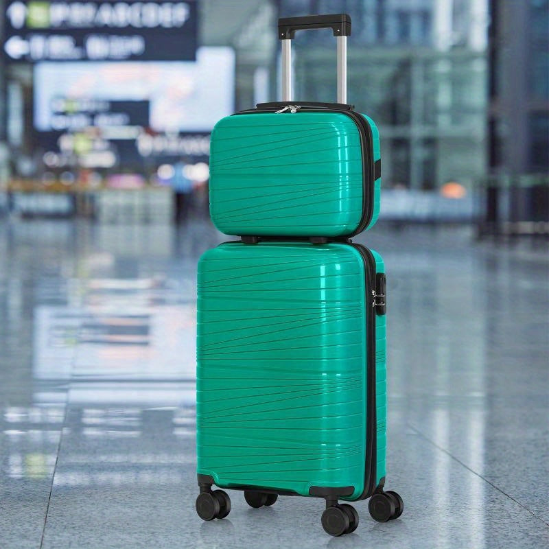 Travel Collection, Suitcases for Mothers And Daughters, Lightweight ABS Hard Shell, 20-Inch Rolling Luggage + 14-Inch Case, 360-Degree Spinner Wheels, Combination Lock, Ideal for Different Types of Travel, Available in Green, Pink, Silvery, Black