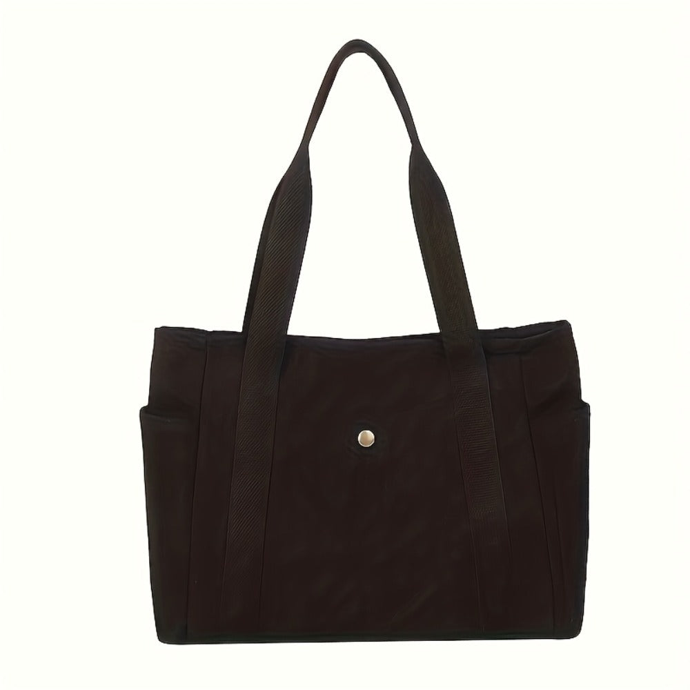 1pc Women'S Canvas Bag | Large Capacity Single Shoulder Handbag, Simple Style, Double Handle Design, Casual and Fashionable, Suitable for Daily Commuting and Parties, Washable and Foldable, Color