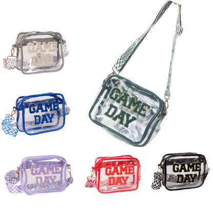 Stadium-Approved Game Day Clear Crossbody Bag Premium PVC Transparent Purse for Concerts, Sports Events Tailgating