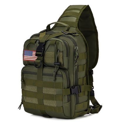 1pc 6.6gal Tactical Sling Backpack, Single Shoulder Crossbody Bag for Hiking Camping, Adjustable Strap Buckle & Smooth Zipper, Front D - ring Suspension, Outdoor EDC Pack with Flag Patch, Everyday Carry Gear for Men Women
