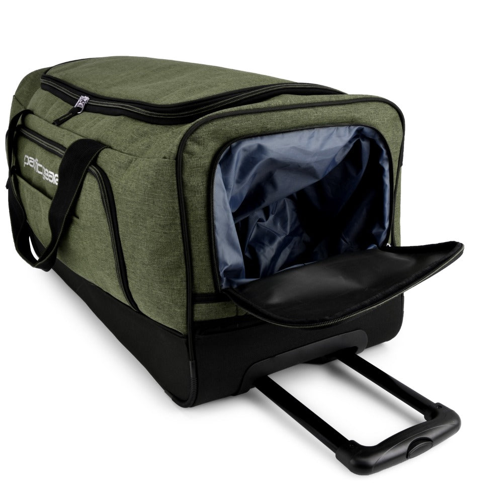 Pacific Gear Keystone 30" Polyester Upright Rolling Duffel Bag | Large Capacity, Lightweight, Retractable Handle & Recessed Wheels | Navy, Bright Red, Black, Grey, Purple, Olive - for Sports, Long Trips, & Camping