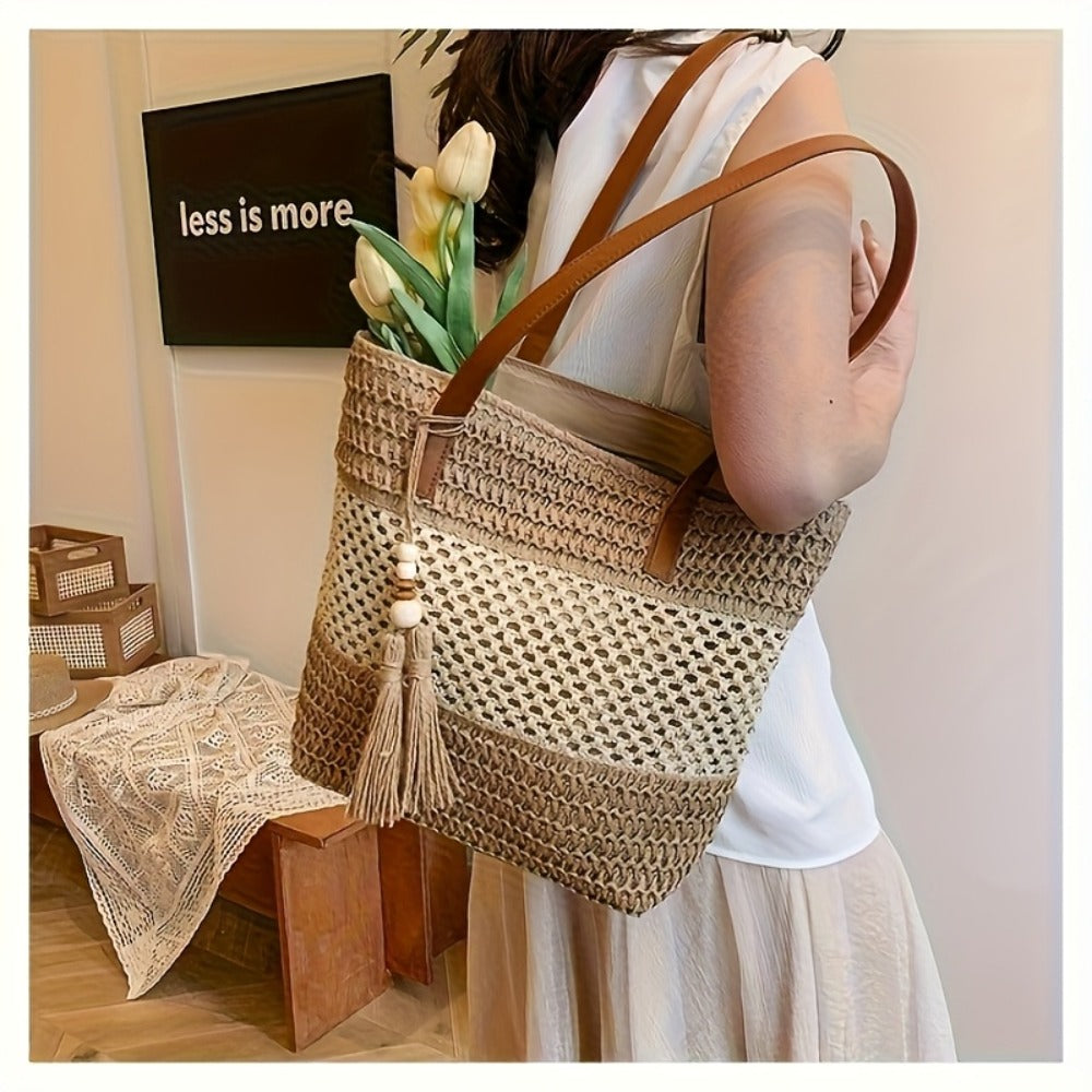 Vacation Travel Beach Bags, Casual Fashion Simple Straw Handbags, Beach Party Bags, Women'Bags, Tote Bags, Crossbody Bags, Women'Bags, Wallets, Clutch Bags, Straw Bags, Leisure Carry-on Women'Bags Suitable for Outdoor Sports, Travel - Bohemian