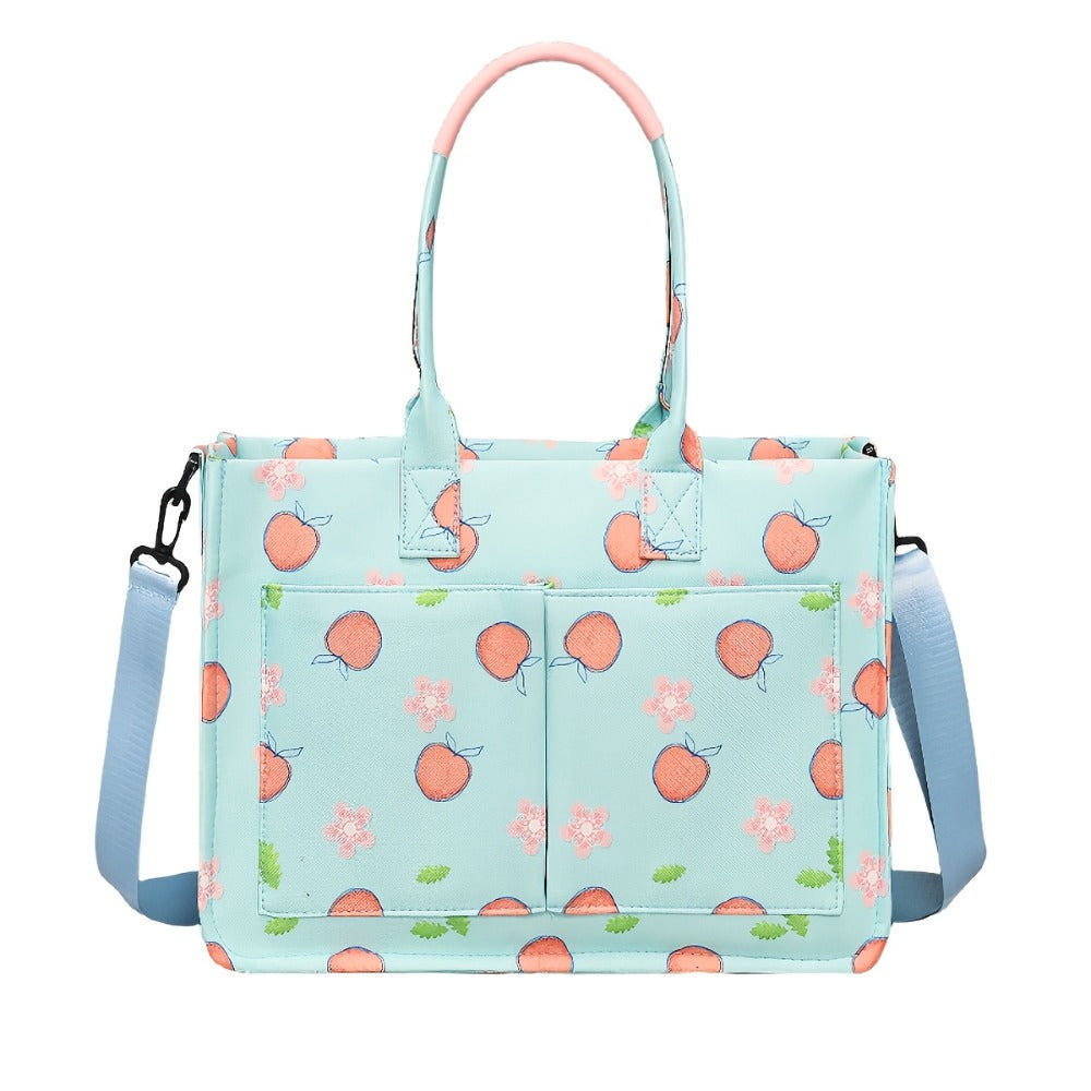 Discount - Ladies' Large-capacity Handbag, Featuring Three-color Top Handles (pumpkin Skull, Peach And Daisy Patterns), Polyester Lining, with Detachable Shoulder Straps - Durable, Casual Sporty Design, Holiday Gift.