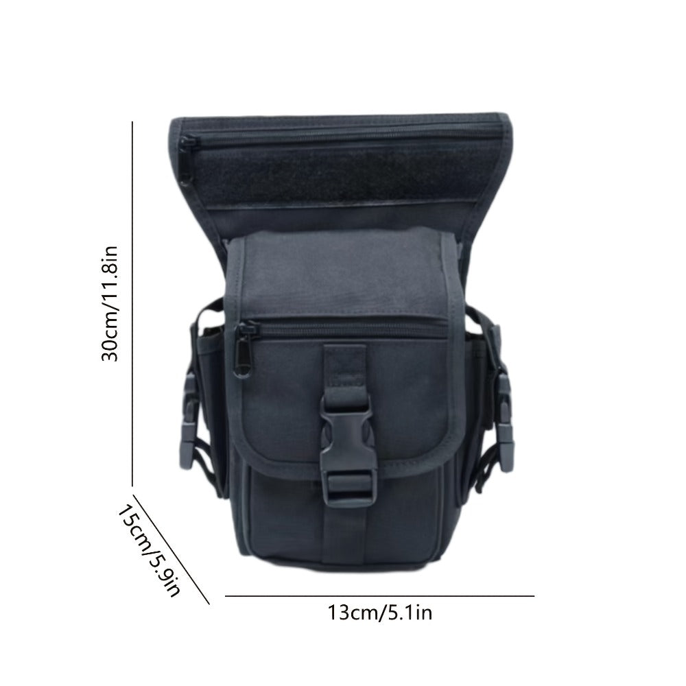 1x Multifunctional Cycling Outdoor Leg Bag - Oxford High Quality 9000D Fabric Tactical Waist Bag with Multilayer Pockets Adjustable Elastic Straps Quick Access for Outdoor Use (Black/Army Green/Khaki, 30x15x13cm/11.8x5.9x5.1in)
