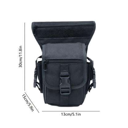 1x Multifunctional Cycling Outdoor Leg Bag - Oxford High Quality 9000D Fabric Tactical Waist Bag with Multilayer Pockets Adjustable Elastic Straps Quick Access for Outdoor Use (Black/Army Green/Khaki, 30x15x13cm/11.8x5.9x5.1in)