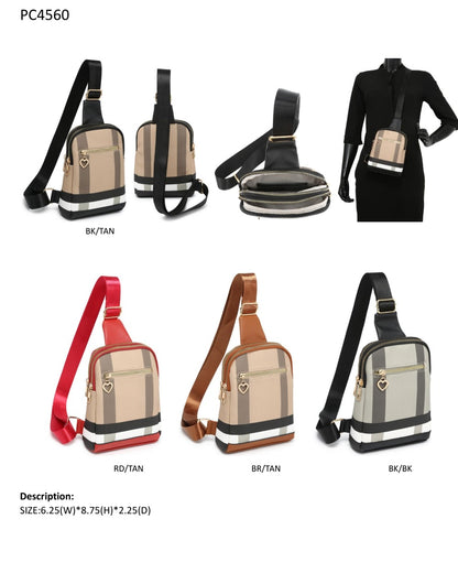 Tepilte Women's Small Crossbody Bag Sling Bag, Three-layer Zipper Multi-pocket PU Leather Chest Bag, Fashion Retro Plaid Travel Waist Bag, Daily Casual Sports Shoulder Bag, Suitable for Commuting, Outdoor Sports, Cycling,Gift