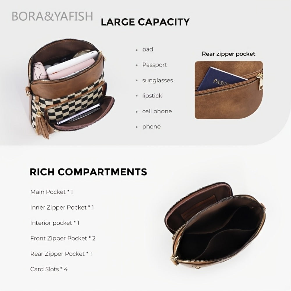 Laptop Bag – for Travel & Everyday Use, Checkerboard Zipper Messenger Color Block | Bag Vero – detail view 11