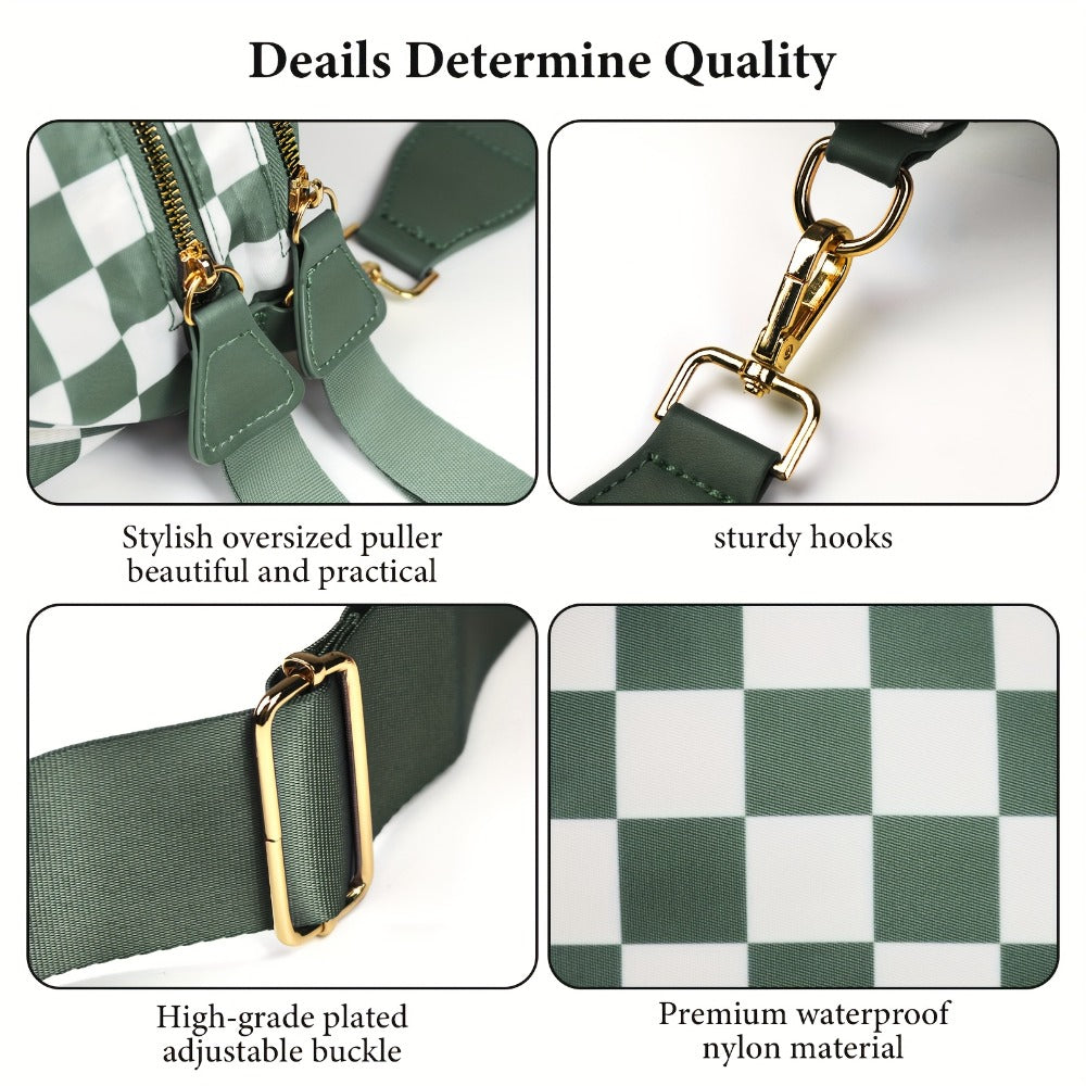 Fashionable Crossbody Bag with Multiple Pockets, Spacious And Versatile Shell Design, Trendy Chest Bag Featuring a Plaid Print, Equipped with Adjustable Shoulder Straps, Ideal for Outdoor Activities, Shopping, Parties, Gifting, Walking