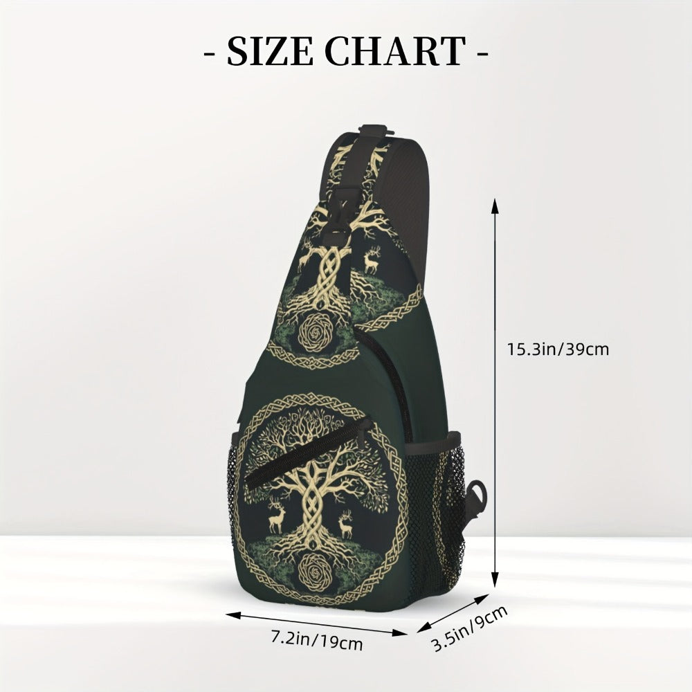 Crossbody Chest Bag Hiking Backpack Viking Symbol Tree Life Shoulder Bag Folding Large Capacity Fashion Durable Can Be Used For Shopping, Work, Leisure Travel Beach Bag Fishing Backpack Travel Accessories Backpack For School Back Christmas Gifts