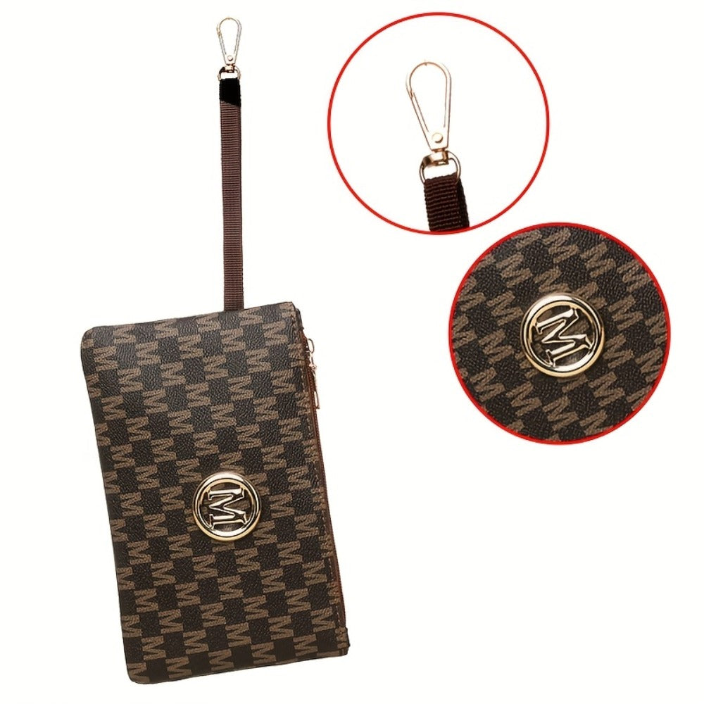 Two-Piece Set Large Capacity Shoulder Bag, Suitable for Elegant Urban Women, Lotus Pattern M Print, Fashionable M-Shaped Hardware Buckle Design, Lightweight Fixed Shoulder Strap, Suitable for Multiple Occasions - Perfect Gift