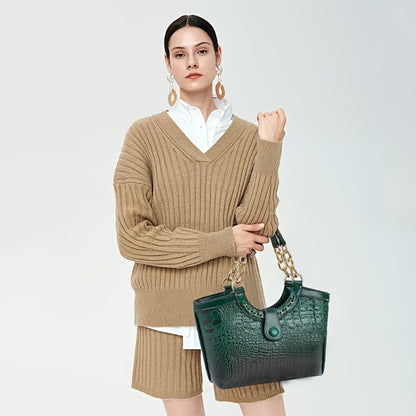 2pcs PU Crocodile Embossed Women'S Bag Set, Made of High-Quality Hardware And Materials, Suitable As a Shoulder Bag Or Crossbody Bag for Gifts