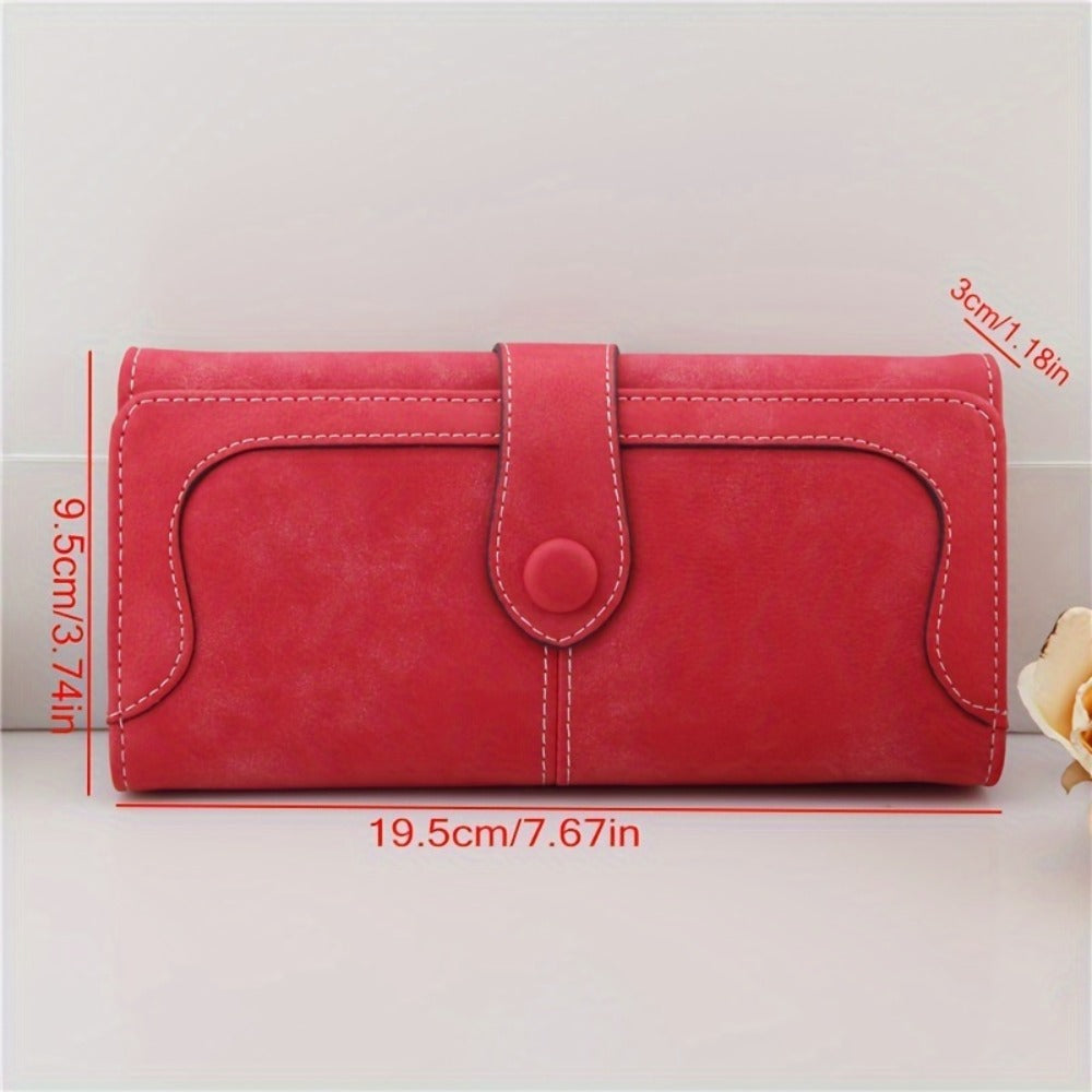 Women's Vegan Wallet, 17 Card Slots Card Holder Bifold, Large Capacity Zipper Pocket Phone Handbag with ID Window