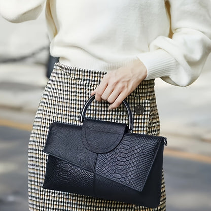 [Luxurious Crocodile Purse] Two-Piece Set: Handbag And Keychain, Luxurious Black Crocodile Design Purse for Women - a Stylish Handbag for European And American Women, Featuring a Crocodile Pattern, Suitable for Banquets And As a Crossbody Bag