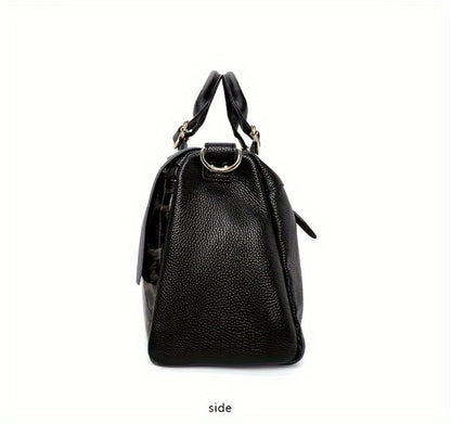 [Genuine Leather Bag] Head Layer Cowhide Women's Bag, Genuine Leather Women's Bag, Hand-Held Pillow Bag, Boston Women's Bag, Fashionable Single Shoulder Crossbody Women's Bag
