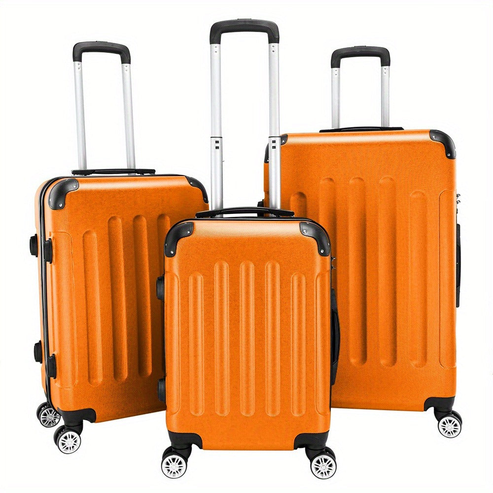 3pcs Heavy-Duty ABS Hardshell Luggage Set with TSA Lock Suitable for Men & Women, Spinner Suitcase Carry-On (20"/24"/28") - Lightweight Travel Suitcases with Password Lock, Iron- Frame, for Domestic & Airports