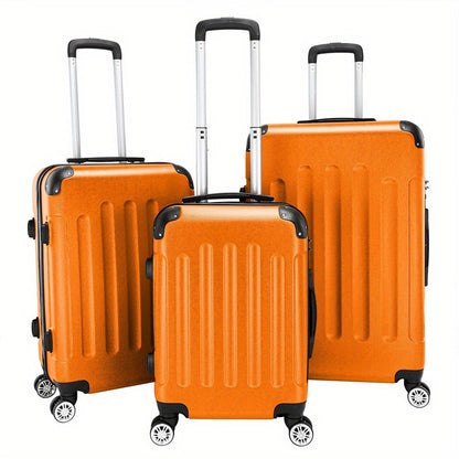 3pcs Heavy-Duty ABS Hardshell Luggage Set with TSA Lock Suitable for Men & Women, Spinner Suitcase Carry-On (20"/24"/28") - Lightweight Travel Suitcases with Password Lock, Iron- Frame, for Domestic & Airports