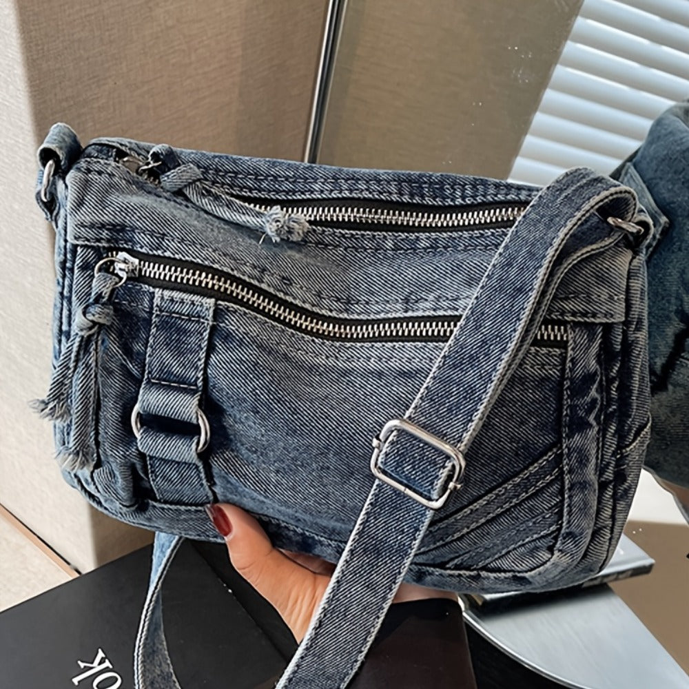 Womens  Turquoise Synthetic Handbag with Adjustable Strap MultiZipper Compartments Spacious Square Crossbody Bag with GoldenTone Hardware, GoldenTone Hardware Zippered Pocket Work, Shopping, Everyday Purse Durable Lining GoldenTone Hardwar
