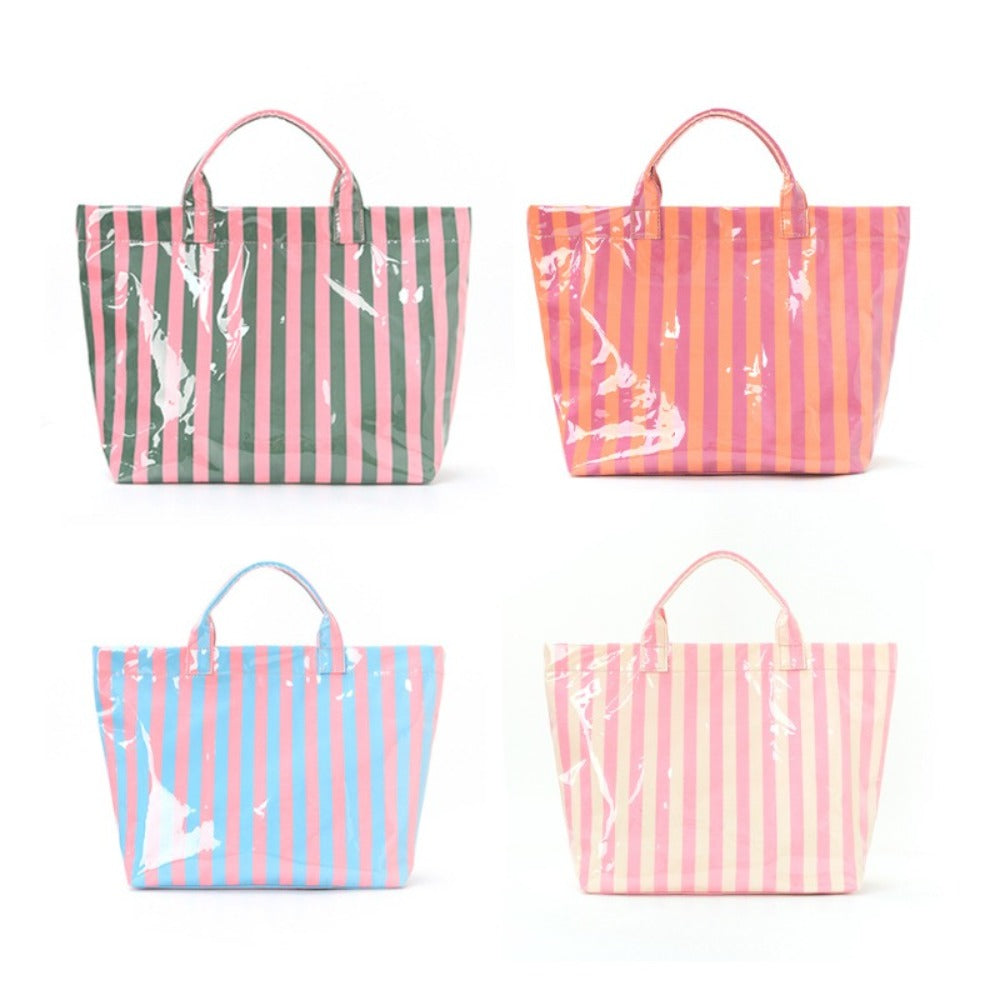Striped Tote Bag Large Capacity Lightweight Handbag with Vertical and Horizontal Stripes Multi Functional Commuter Travel Bag Suitable for Shopping Fashionable and Casual Handheld Shoulder Bag Zippered Closure