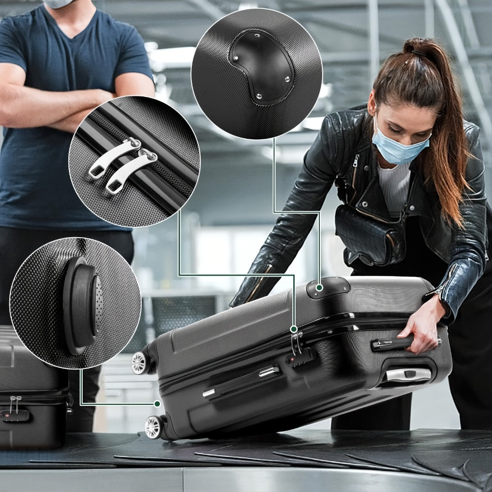 3pcs Luggage Set Wear-Resistance Hardshell Ligthwegt Spinner Wheels Suitcase Set with Tsa Lock, 3in1 Carry on Luggage(20" 24" 28") for Men and Women