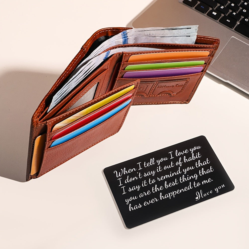 A Set Includes a Greeting Card And a Men'S Genuine Leather Wallet Made of Top-Layer Cowhide, Featuring RFID Protection Against Skimming. It Can Hold ID Cards And Credit Cards with 11 Card Slots - a Multifunctional, Spacious Vintage Wallet