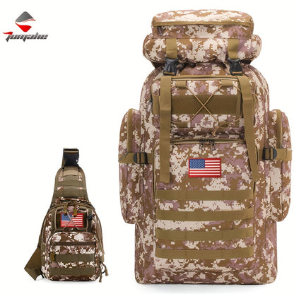 Tactical Outdoor Backpack Unisex, 21.13gal Large Capacity Molle System Rucksack, Multi - Pocket Camping Backpack with Durable 600D Fabric, Ideal for Hiking, Camping, Outdoor Adventures
