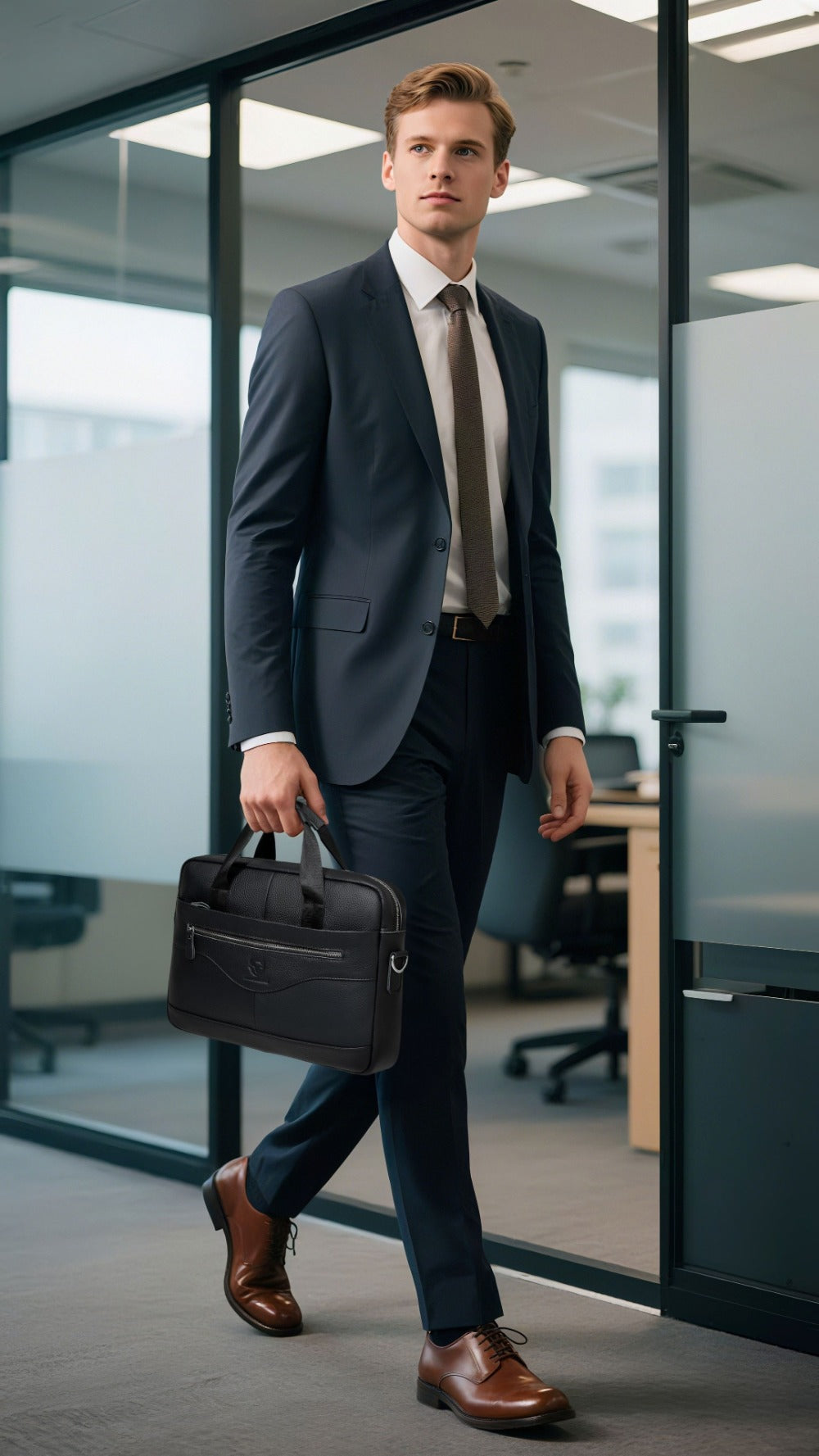Laptop Bag – for Travel & Work, Genuine Cowhide Leather Executive Briefcase | Bag Vero – detail view 18