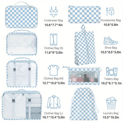 Multi-functional Travel Luggage Packaging Storage Bags, (Black/Pink/Blue/Khaki) Packaging Cubes, Suitable for Suitcases, Travel Storage Bags, with Laundry Bags, Storage Shoe Bags, Clothing Underwear Bags, Suitable for Travel And Vacation