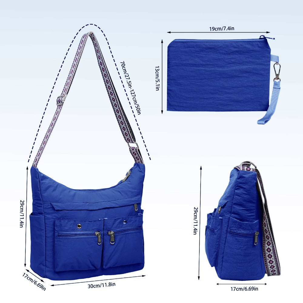 Nylon Crossbody Bag Set (2PCS) for Women and Men– Lightweight Waterproof Multi-Pocket Shoulder Bags, Lightweight Travel Purses, Casual Messenger Handbags for Daily Use, Work, Shopping, Outdoor