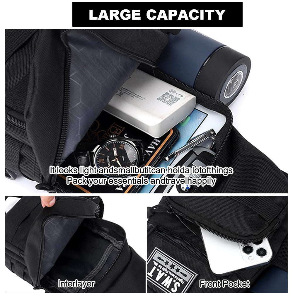 Men's Chest Bag with Adjustable Strap Men's Crossbody Canvas Shoulder Bag, Men's Backpack For Outdoor Travel Sport Crossbody Sling Backpack Fanny Pack