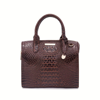 [Crocodile Patterned Handbag] Fashionable And Colorful Crocodile Patterned Handbag, A Visual Feast Of Multi-Color Gradient Fusion, Craftsmanship Texture, And Exquisite Metal Accessories Embellishment. Large Capacity Design Meets Diverse Needs