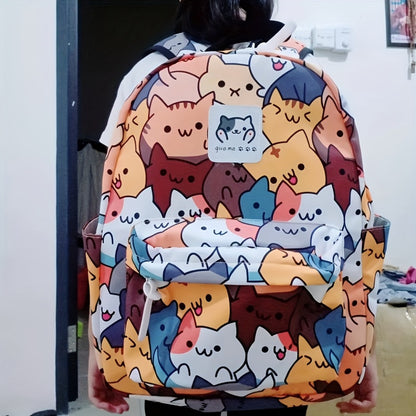 Ideal Present - Educational Backpack - 1pc Adorable Feline Design Rucksack, Trendy Backpack - Computer Bag - Academic Backpacks - Spacious, Honeycomb Air Cushion for Weight Relief, Suitable for Various Situations Like Outings, Shopping, School, Etc
