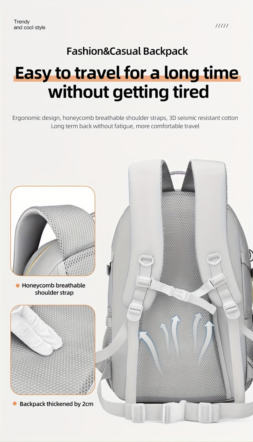 Laptop Backpack – Large Capacity, Waterproof, Multi-Pocket, Adjustable Strap | Bag Vero – detail view 20