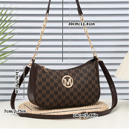 Ladies' Small Bags, Armpit Shoulder Bags, New Trendy Fashion Single Shoulder Bags, Hand-held Bags, Crossbody Bags, Autumn And Winter Styles, Retro Printed Trendy Simple Bags, Women's Metal High-end Texture Handbags, Crossbody Bags, Holiday Gifts