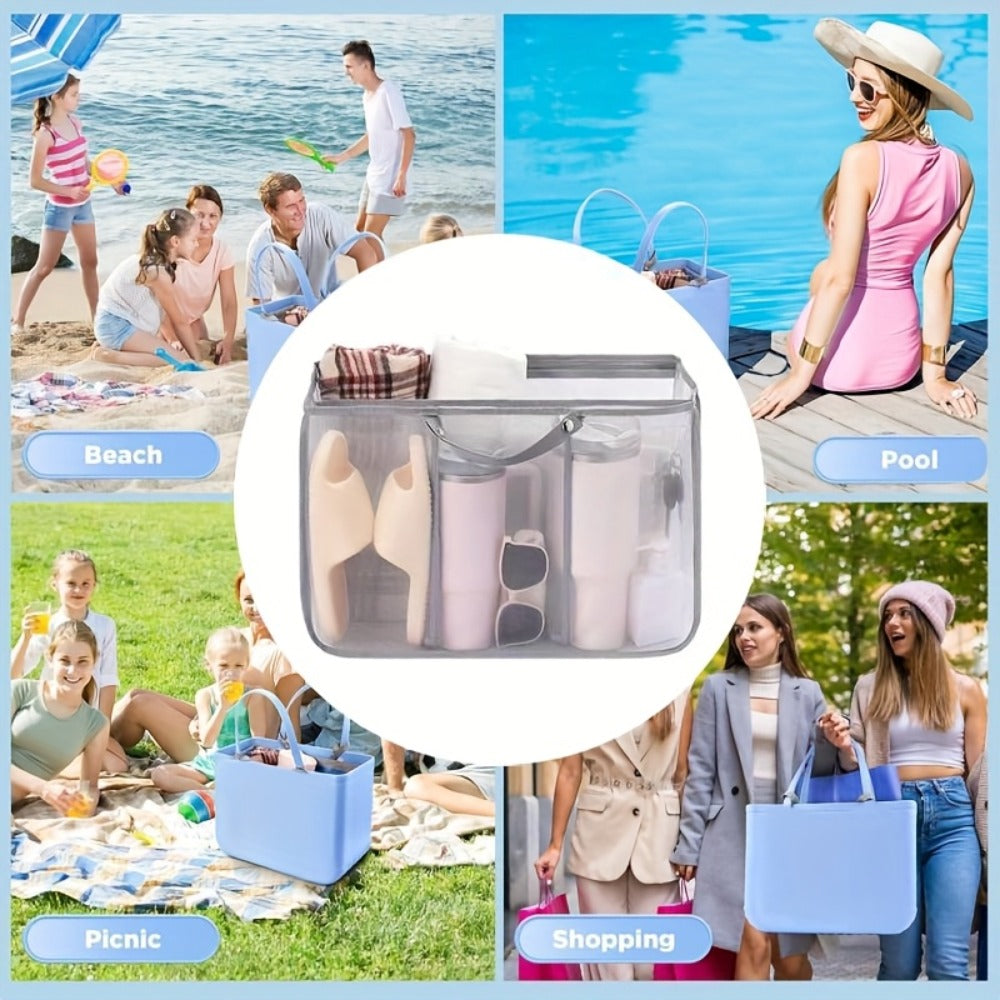 1pc Large Efficient Classified Beach Bag Storage Bag - Say Goodbye to Clutter, Compatible with Accessory Plugins, Suitable for Various Beach Bags, Simple And Large Capacity Multifunctional Partition Bag, Essential for Beach Vacation Travel