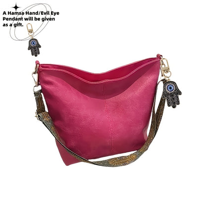 1pc Bohemian Geometric Strap Hobo Bag, Large Capacity Ethnic Crossbody Bag, Hamsa Hand/ Evil Eye Pendant, Women'S Retro Style Shoulder Bag For Best Birthday Gifts, Christmas And Valentine'S Day Gifts