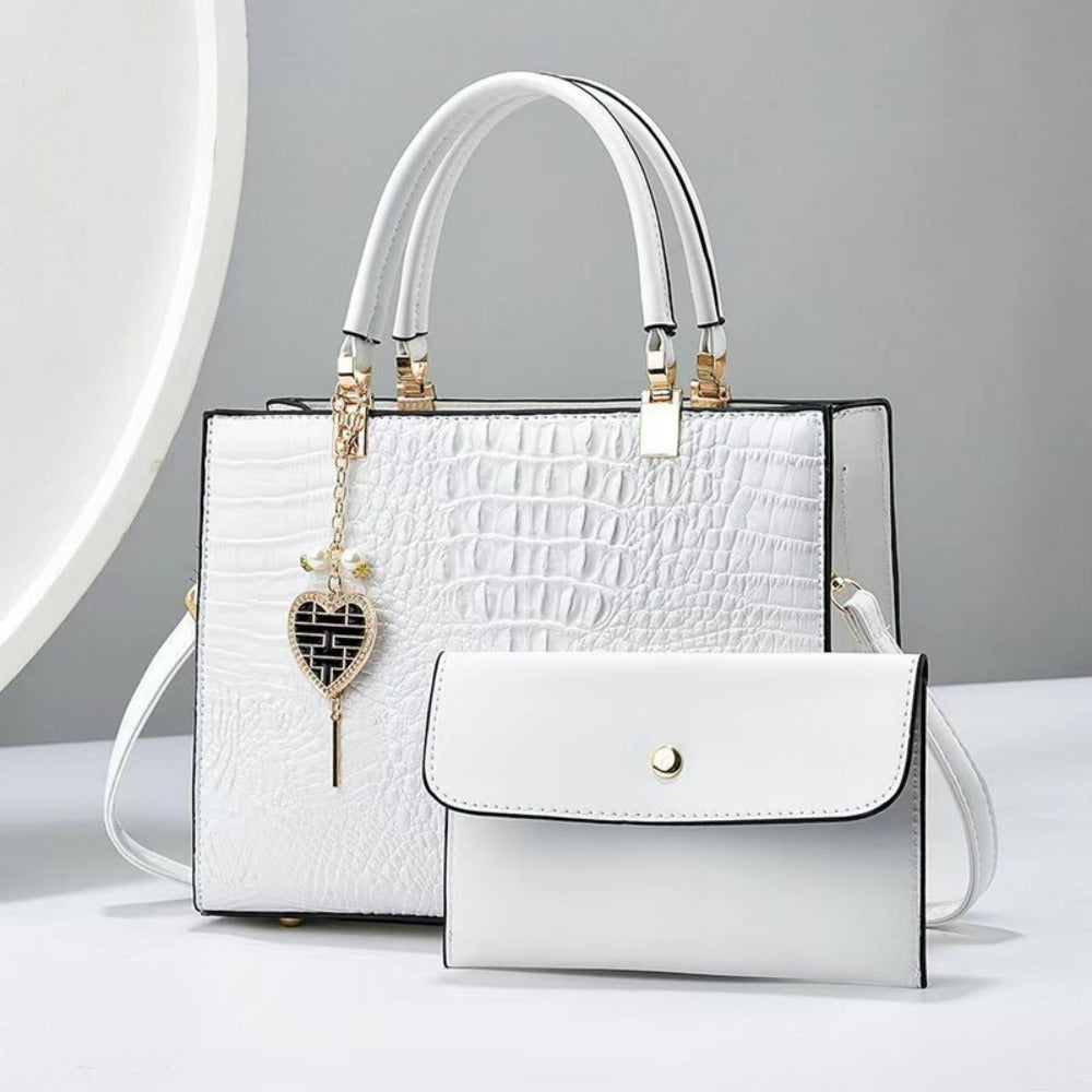 Atmospheric Alligator Pattern Female Steamed Bun Mother Bag 2pcs Fashion Large Capacity Handbag Purse