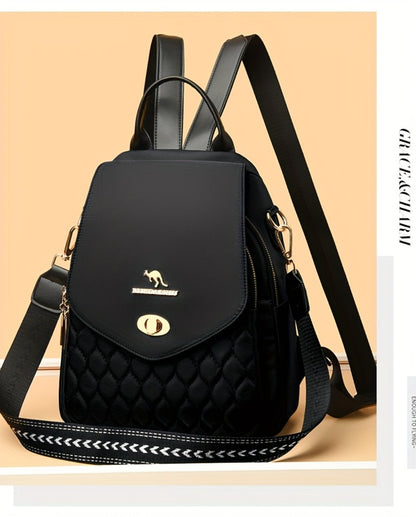 Trendy Urban Fashion Women'S Backpack - High-grade Texture And Pattern Design, Elegant And Practical, Golden Hardware Embellishment, Suitable For Commuting, Leisure, Travel, Ideal Holiday Gift