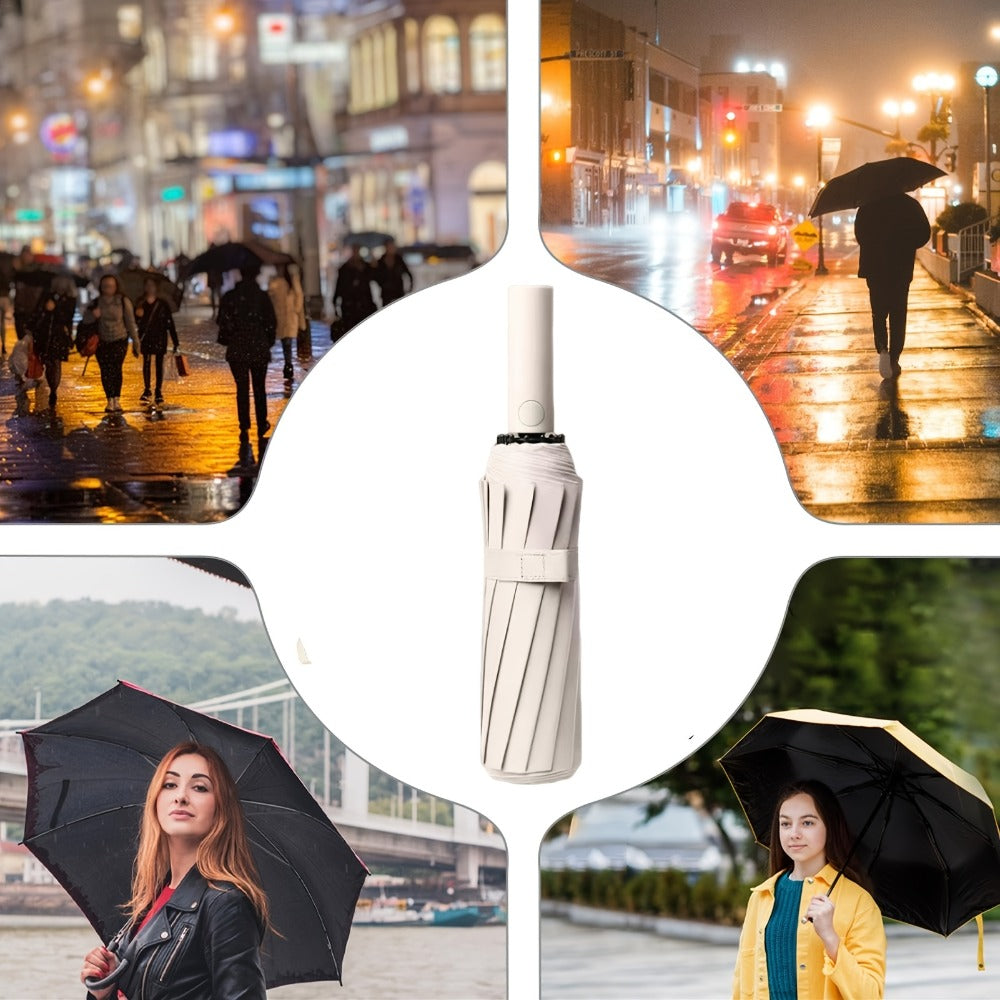 Windproof Automatic Umbrella 80 Reinforced Fiberglass Ribs, Stormproof 50+ For Men Women, Compact Folding Sun Rain Umbrellas