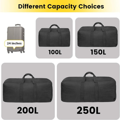 26.42gal Extra Large Capacity Travel Duffel Bag for Men Black Foldable Weekend Short Trip Luggage Bag Gear Storage Organizer Must-Have for Overnight Stay Camping Outdoor Activities & Daily Travel Use