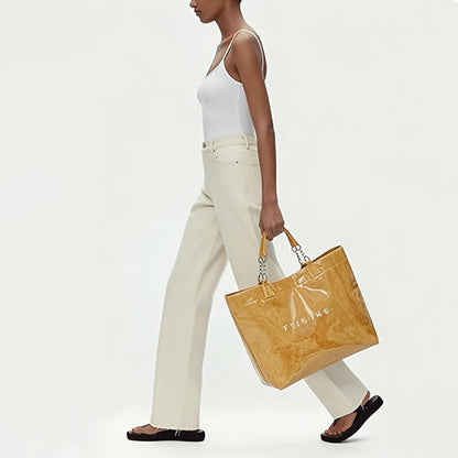 Women'S Stylish Shoulder, Crossbody And Tote Bag. Easy Elegant Design, Also As Handbag And Shopping Bag. Fits Books, Makeup And Daily Essentials. Great for Shopping, Travel, Camping. Beach Bag Made of PVC