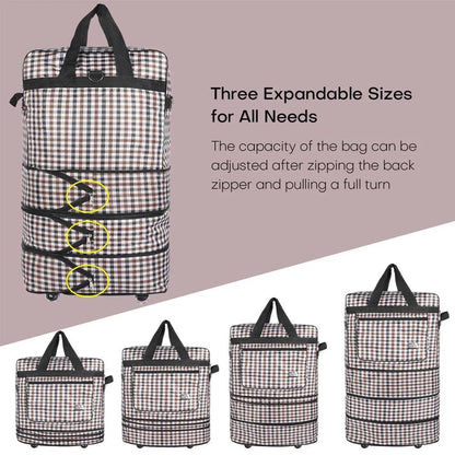 32'' Expandable Rolling Wheeled Duffle Bag Spinner Suitcase Foldable Luggage Expandable Black Blue Green Lattice